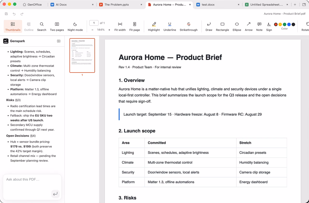 GenOffice AI 编辑面板