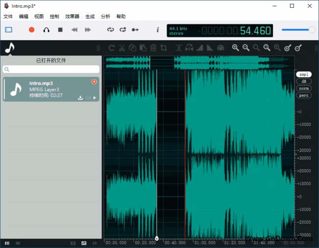 ocenaudio 波形编辑界面